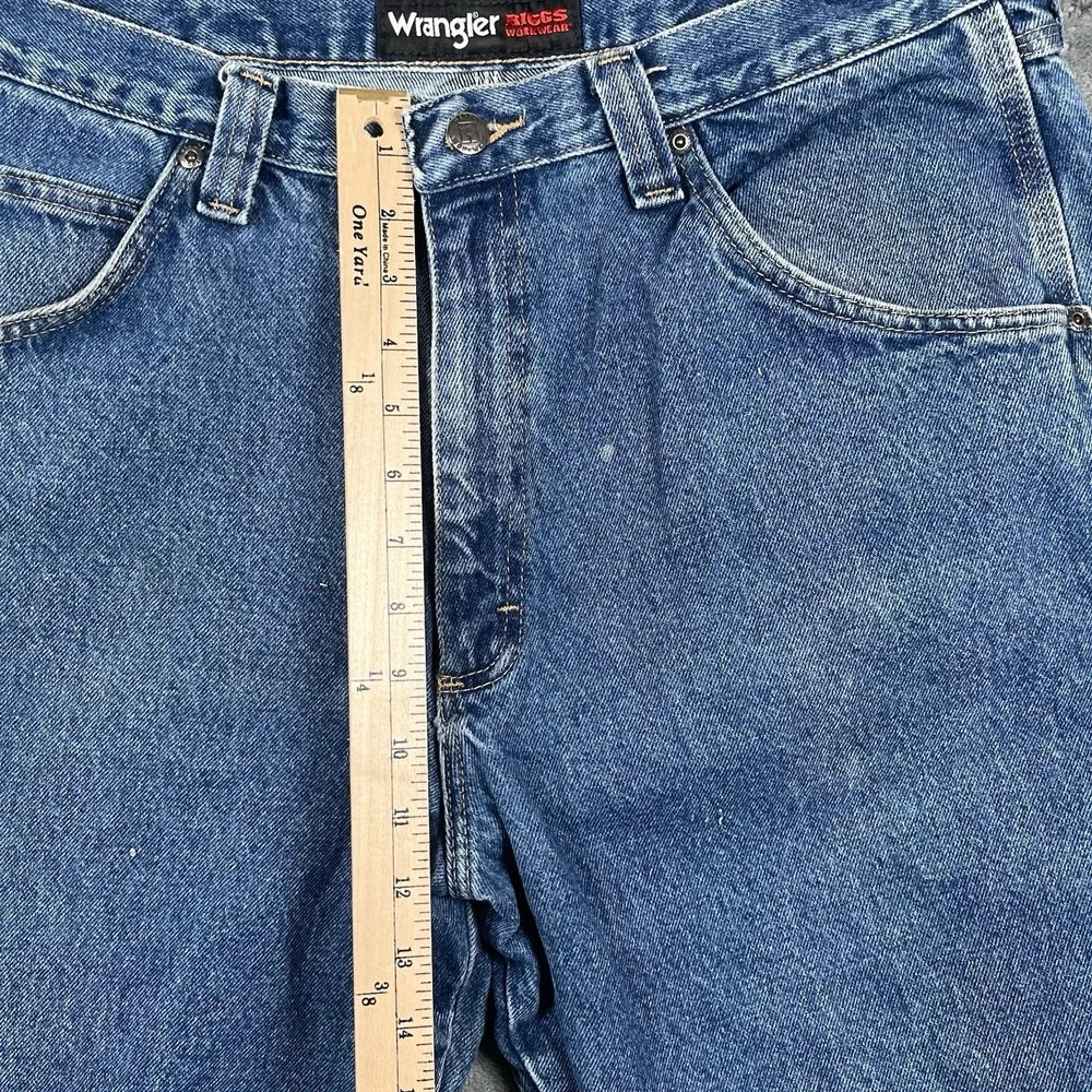 Wrangler RIGGS WorkWear Denim Mens Blue Jeans Carpenter Size 36x32‎ SEE PICS